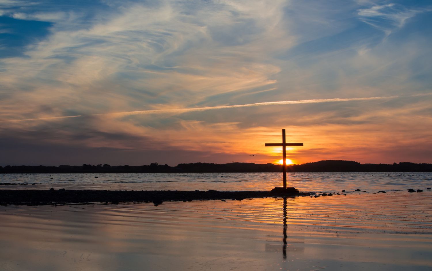 Cross on a lake
